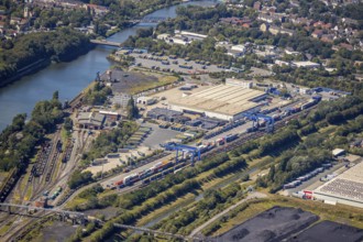 Aerial photograph, industrial estate Am Westhafen, CTH Container Terminal Herne GmbH, Müller - Die