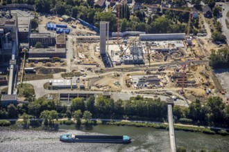 Aerial view, STEAG cogeneration plant Herne, construction site for a gas and steam power plant,