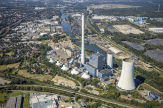 Aerial photo, STEAG Herne thermal power station, Rhine-Herne Canal, Herne, Ruhr area, North