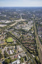 Aerial view, Herne motorway junction, new Baukau tunnel from the A43 to the A42, Wiesenstraße