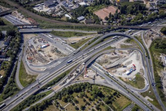 Aerial view, motorway junction Herne, new construction tunnel Baukau from the A43 to the A42,