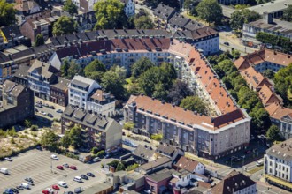 Aerial view, housing estate Goebenstraße, Herne, Ruhr area, North Rhine-Westphalia, Germany, DE,