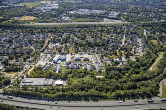 Aerial view, construction site, new housing estate Jürgens Hof, Am Fischergraben, Herne, Ruhr area,