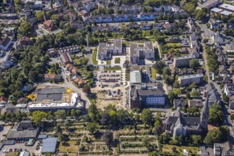 Aerial view, construction site Widumer Höfe, the future retirement home of the St Elisabeth Group,