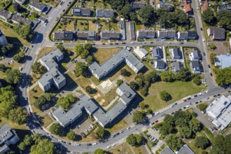 Aerial view, Emsring residential area, high-rise buildings, Herne, Ruhr area, North