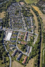 Aerial view, LIDL supermarket, residential area Paul-Gerhardt-Straße, Pöppinghauser Straße, Herne,