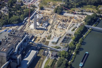 Aerial view, STEAG cogeneration plant Herne, construction site for a gas and steam power plant,