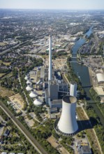 Aerial view, STEAG cogeneration plant Herne, Rhine-Herne-Canal, Herne, Ruhr area, North