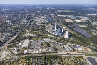 Aerial view, STEAG cogeneration plant Herne, Rhine-Herne-Canal, river Emscher, industrial area