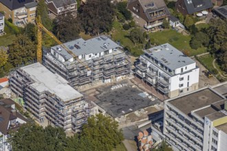 Aerial view, construction site new building at St. Josef Hospital Hamm-Bockum-Hövel, Hamm, Ruhr