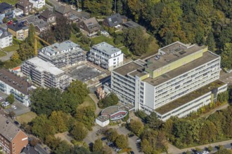 Aerial view, construction site new building at St. Josef Hospital Hamm-Bockum-Hövel, Hamm, Ruhr