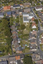 Aerial view, new construction day care centre Wellenbuschstraße, Bockum-Hövel, Hamm, Ruhr area,