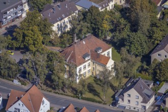 Aerial view, youth café Werries and district centre Uentrop, Werries, Hamm, Ruhr area, North