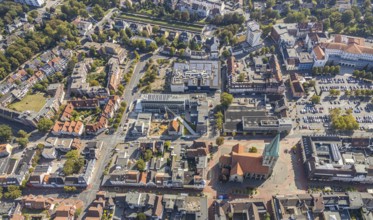 Aerial view, Widumstraße construction site, demolition for new WA office building, Radio Hamm