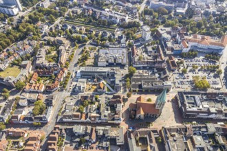 Aerial view, Widumstraße construction site, demolition for new WA office building, Radio Hamm