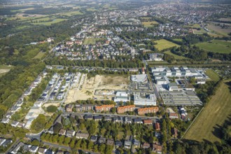 Aerial view, construction area SCI:Q Science Quarter Hamm, Paracelsuspark, Hamm-Lippstadt