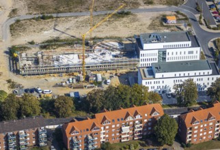 Aerial view, construction area SCI:Q Science Quarter Hamm, Paracelsuspark, Bad Hamm, Hamm, Ruhr