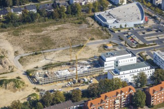Aerial view, construction area SCI:Q Science Quarter Hamm, Paracelsuspark, Bad Hamm, Hamm, Ruhr