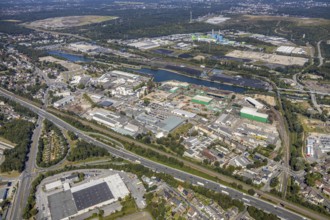 Aerial view, industrial area Heerstraße, Rhine-Herne-Canal, Old Lock Wanne-Eickel, Herne, Ruhr