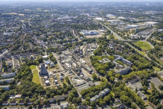 Aerial view, Ineos Herne chemical plant, Herne, Ruhr area, North Rhine-Westphalia, Germany, railway