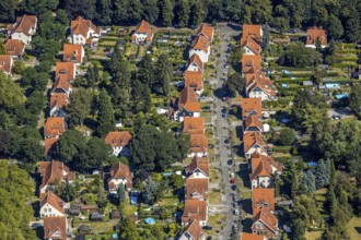 Aerial photograph, Teutoburgia housing estate, garden city, colliery housing estate, Herne, Ruhr