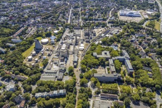 Aerial view, Ineos Herne chemical plant, Herne, Ruhr area, North Rhine-Westphalia, Germany, railway