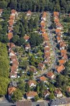 Aerial photograph, Teutoburgia housing estate, garden city, colliery housing estate, Herne, Ruhr