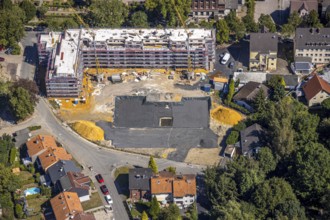 Aerial view, construction site Widumer Höfe, the future retirement home of the St. Elisabeth Group,