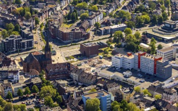 Aerial photograph, new building at Europaplatz, LWL Museum of Archaeology, Kreuzkirche, Herne, Ruhr