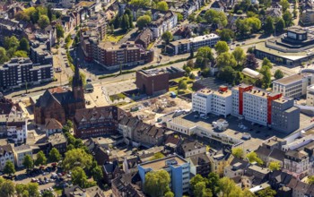 Aerial photograph, new building at Europaplatz, LWL Museum of Archaeology, Kreuzkirche, Herne, Ruhr