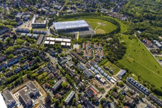 Aerial view, tree avenue Mont-Cenis colliery, Mont-Cenis Academy, residential area