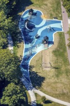 Aerial view, playground at Hölkeskampring, Herne, Ruhr area, North Rhine-Westphalia, Germany, DE,