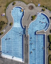Aerial view, swimming pool south pool, Herne, Ruhr area, North Rhine-Westphalia, Germany, distance