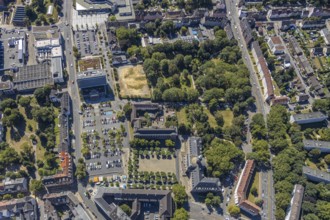Aerial view, town hall Herne, Friedrich-Ebert-Platz, district court Herne, Herne, Ruhr area, North