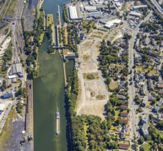 Aerial view, Hafenstraße industrial estate, Rhine-Herne Canal, Alte Schleuse Wanne-Eickel, STEAG