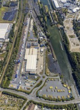 Aerial view, commercial area Am Westhafen, CTH Container Terminal Herne GmbH, Müller - Die lila