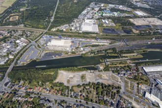 Aerial view, commercial area Am Westhafen, CTH Container Terminal Herne GmbH, Müller - Die lila