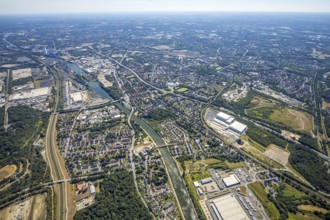 Aerial view, local view Herne, Nordfrost logistics centre, former colliery Unser Fritz, shaft 1