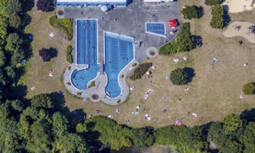 Aerial view, swimming pool south pool, Herne, Ruhr area, North Rhine-Westphalia, Germany, distance