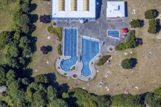 Aerial view, swimming pool south pool, Herne, Ruhr area, North Rhine-Westphalia, Germany, distance