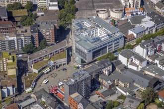 Aerial view, Robert-Brauner-Platz, StadtGalerie, construction site Neue Höfe Bahnhofstraße, Herne,