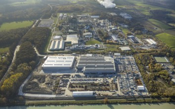 Aerial view, industrial estate Uentrop Frielinghauser Straße, construction site Goldbeck