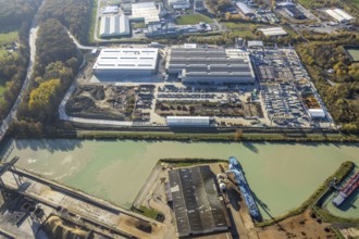 Aerial view, industrial estate Uentrop Frielinghauser Straße, construction site Goldbeck