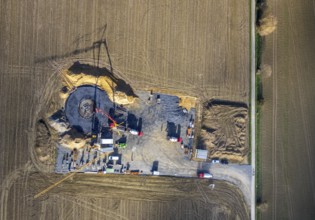Aerial photo, construction site for wind turbines, Hellweg, near the A2 motorway, Rhynern, Hamm,