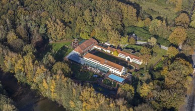 Aerial view, Gut Sternholz, hotel in the forest, Uentrop, Hamm, Ruhr area, North Rhine-Westphalia,