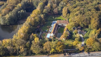 Aerial view, Gut Sternholz, hotel in the forest, Uentrop, Hamm, Ruhr area, North Rhine-Westphalia,