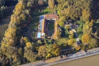 Aerial view, Gut Sternholz, hotel in the forest, Uentrop, Hamm, Ruhr area, North Rhine-Westphalia,