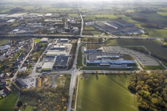 Aerial view, Möbel Höffner, commercial area Unnaer Straße, Hamm, Ruhr area, North Rhine-Westphalia,