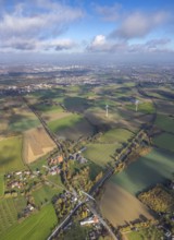 Aerial view, Bönen-Nordbögge railway station, view to Pelkum, Pelkum, Hamm, Ruhr area, North