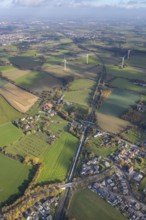 Aerial view, Bönen-Nordbögge railway station, view to Pelkum, Pelkum, Hamm, Ruhr area, North